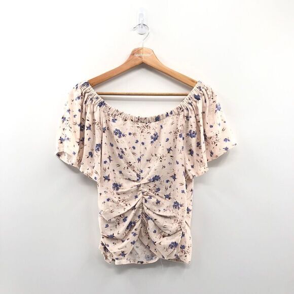 ASTR THE LABEL‎ Flutter Sleeve Faux Wrap Top PERIWINKLE FLORAL M - Picture 6 of 9
